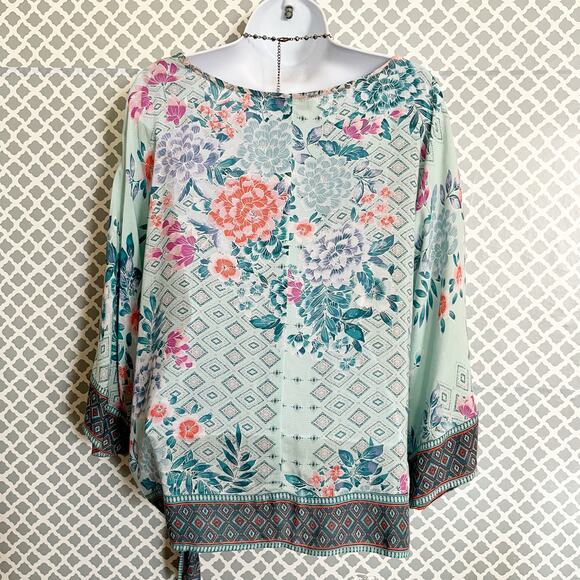 VINTAGE AMERICA Floral Side Tie Peasant Blouse, M - Picture 7 of 9